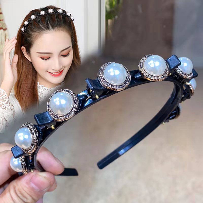 Fashion Pearl Non-Slip Rhinestone Hairbands Elastic Flower Women Hair Hoop Bands Headband Bezel Girls Hair Accessories Headdress