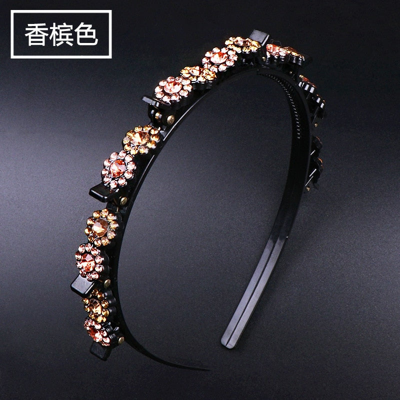 Fashion Pearl Non-Slip Rhinestone Hairbands Elastic Flower Women Hair Hoop Bands Headband Bezel Girls Hair Accessories Headdress