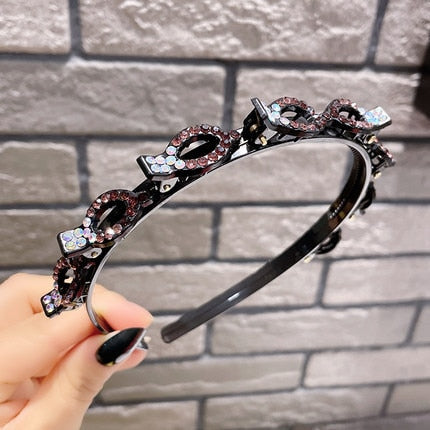 Fashion Pearl Non-Slip Rhinestone Hairbands Elastic Flower Women Hair Hoop Bands Headband Bezel Girls Hair Accessories Headdress