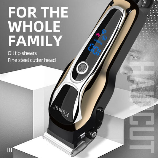 Kemei Professional Hair Clipper Rechargeable Trimmer Men Electric Cutter Hair Cutting Machine LCD Cordless Beard Trimmer