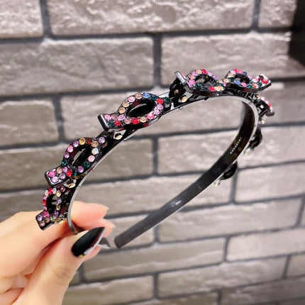 Fashion Pearl Non-Slip Rhinestone Hairbands Elastic Flower Women Hair Hoop Bands Headband Bezel Girls Hair Accessories Headdress