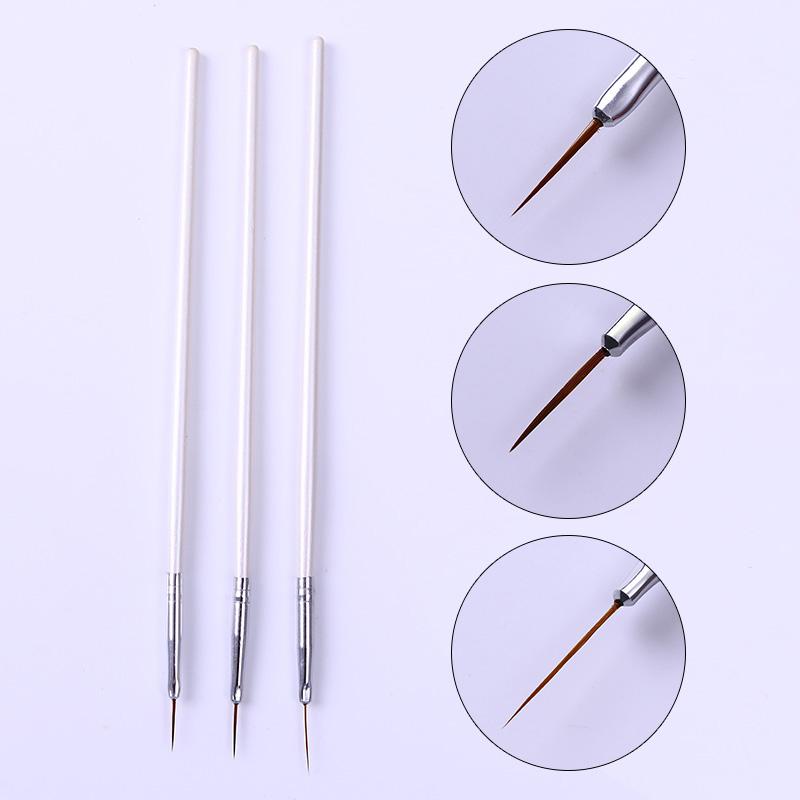 3Pcs French Stripe Nail Art Liner Brush Set Tips Ultra-thin Line Drawing Pen Dual End UV Gel Painting Brushes Manicure Tools