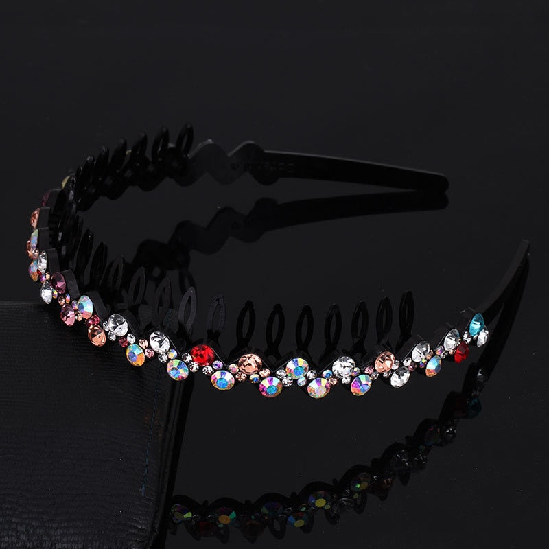 Fashion Pearl Non-Slip Rhinestone Hairbands Elastic Flower Women Hair Hoop Bands Headband Bezel Girls Hair Accessories Headdress