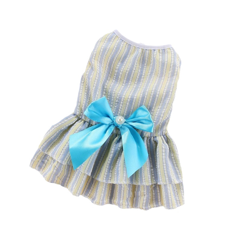 Cat Puppy Princess Dress Summer Pet Clothes Striped Plaid Dresses with Bow for Cats Kitten Rabbit Sphynx Clothing ropa para gato