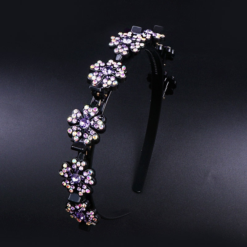 Fashion Pearl Non-Slip Rhinestone Hairbands Elastic Flower Women Hair Hoop Bands Headband Bezel Girls Hair Accessories Headdress