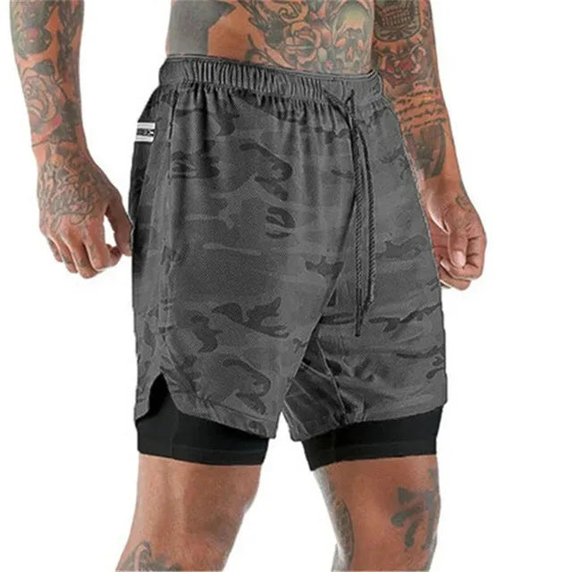 2022 Sport Shorts Men Sportswear Double-deck Running Shorts 2 In 1 Beach Bottoms Summer Gym Fitness Training Jogging Short Pants