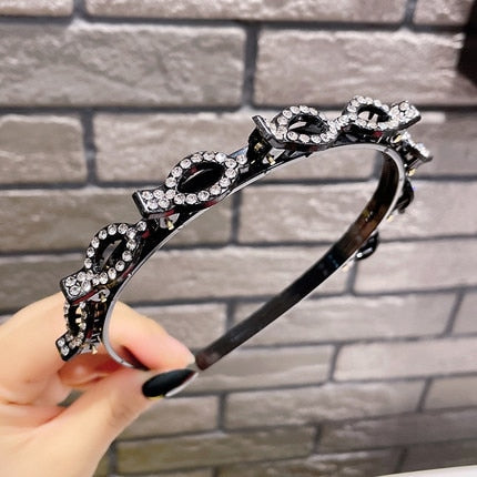 Fashion Pearl Non-Slip Rhinestone Hairbands Elastic Flower Women Hair Hoop Bands Headband Bezel Girls Hair Accessories Headdress