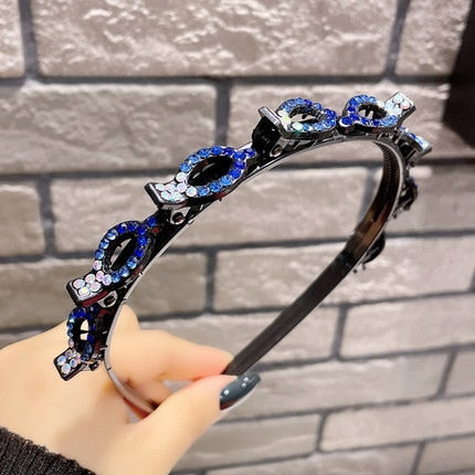 Fashion Pearl Non-Slip Rhinestone Hairbands Elastic Flower Women Hair Hoop Bands Headband Bezel Girls Hair Accessories Headdress