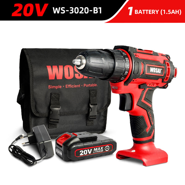 WOSAI 12V 16V 20V Cordless Drill Electric Screwdriver Mini Wireless Power Driver DC Lithium-Ion Battery 3/8-Inch
