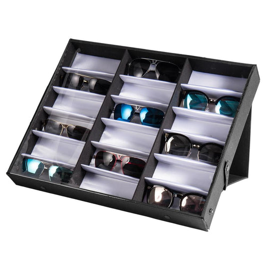 Zimtown Leather Watch Box and Sunglass Glasses Case Organizer, Black